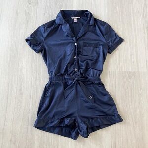 Navy Blue Satin Romper